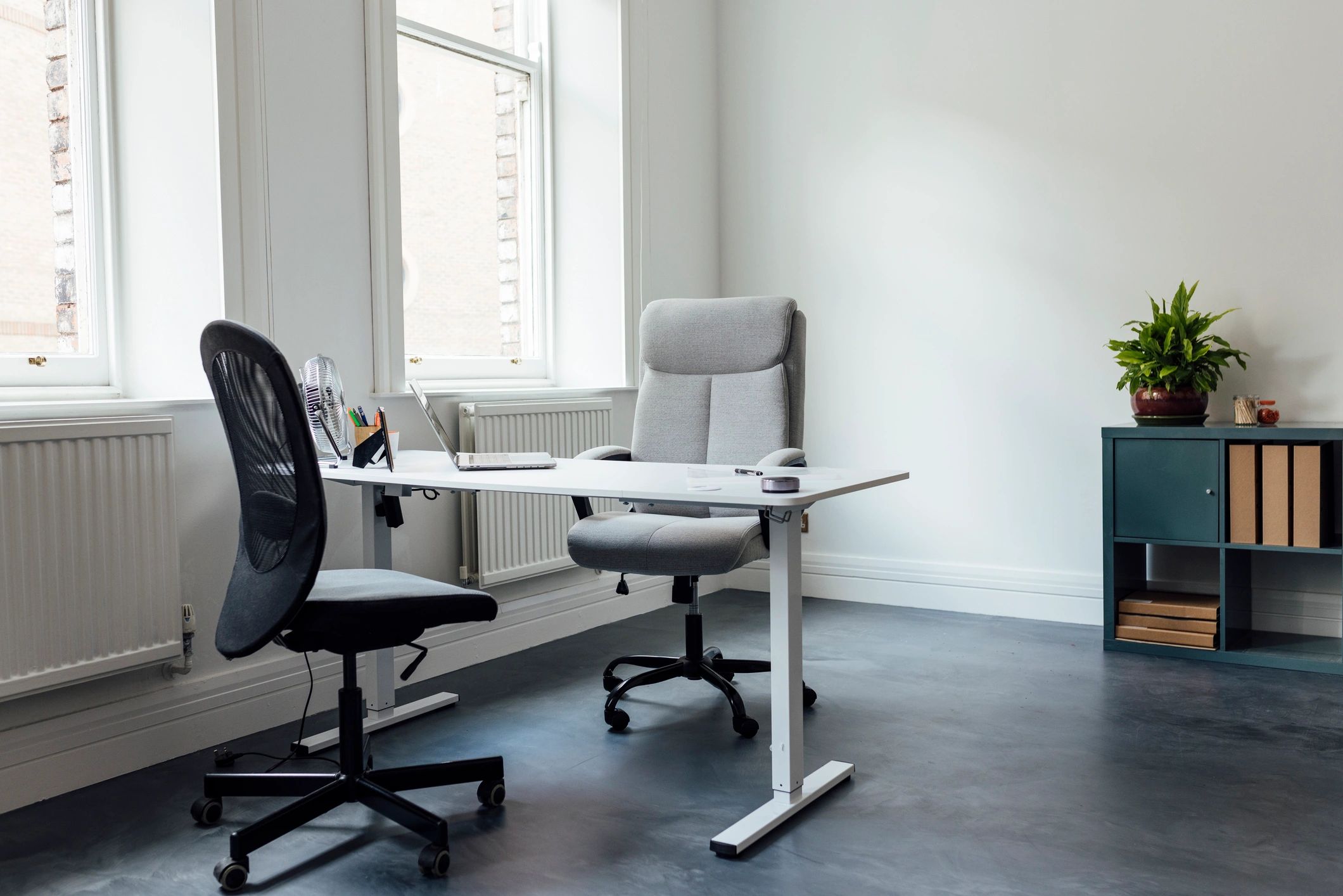 Modern office interior suited to commercial microcement finishes