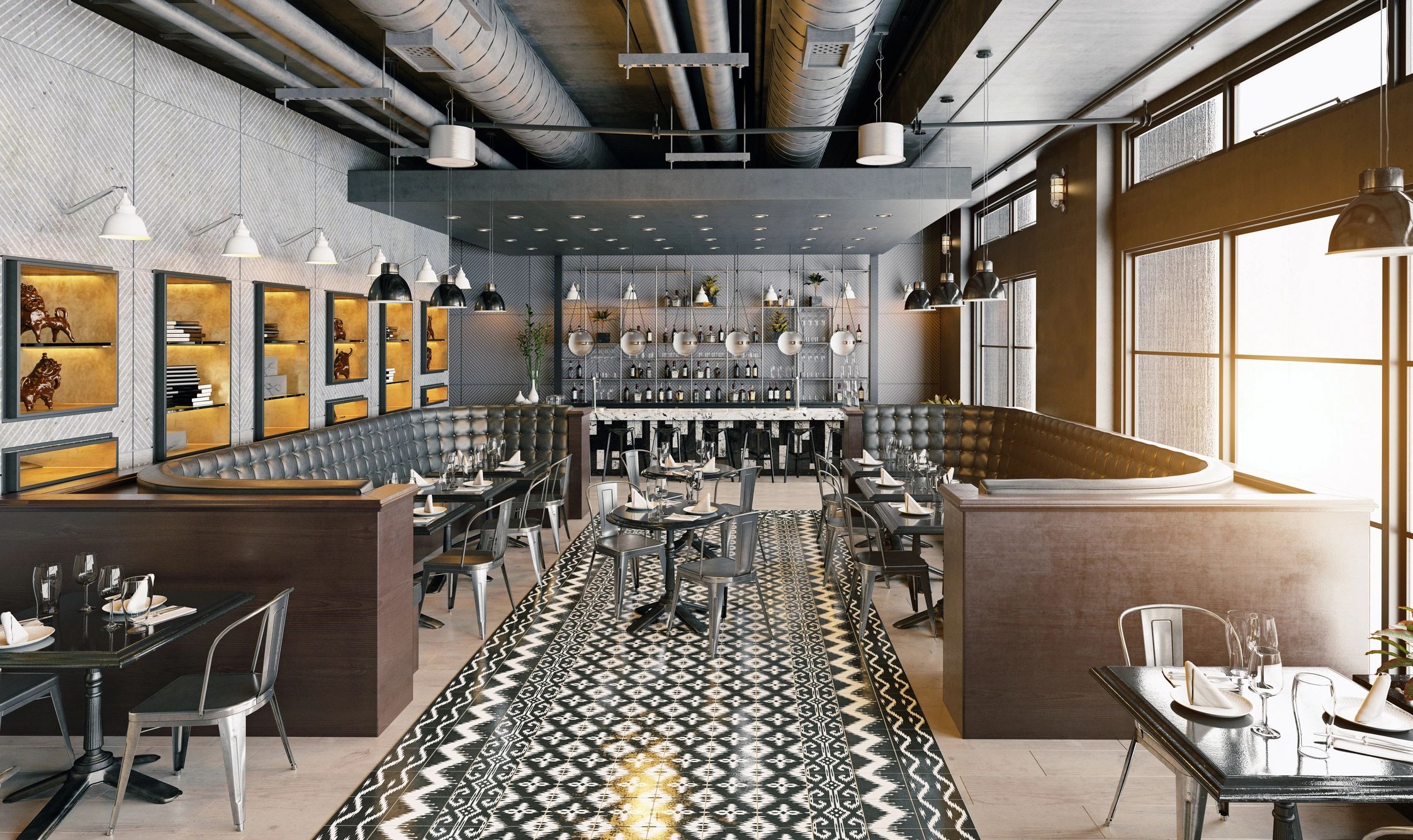 Modern commercial interior with polished contemporary design