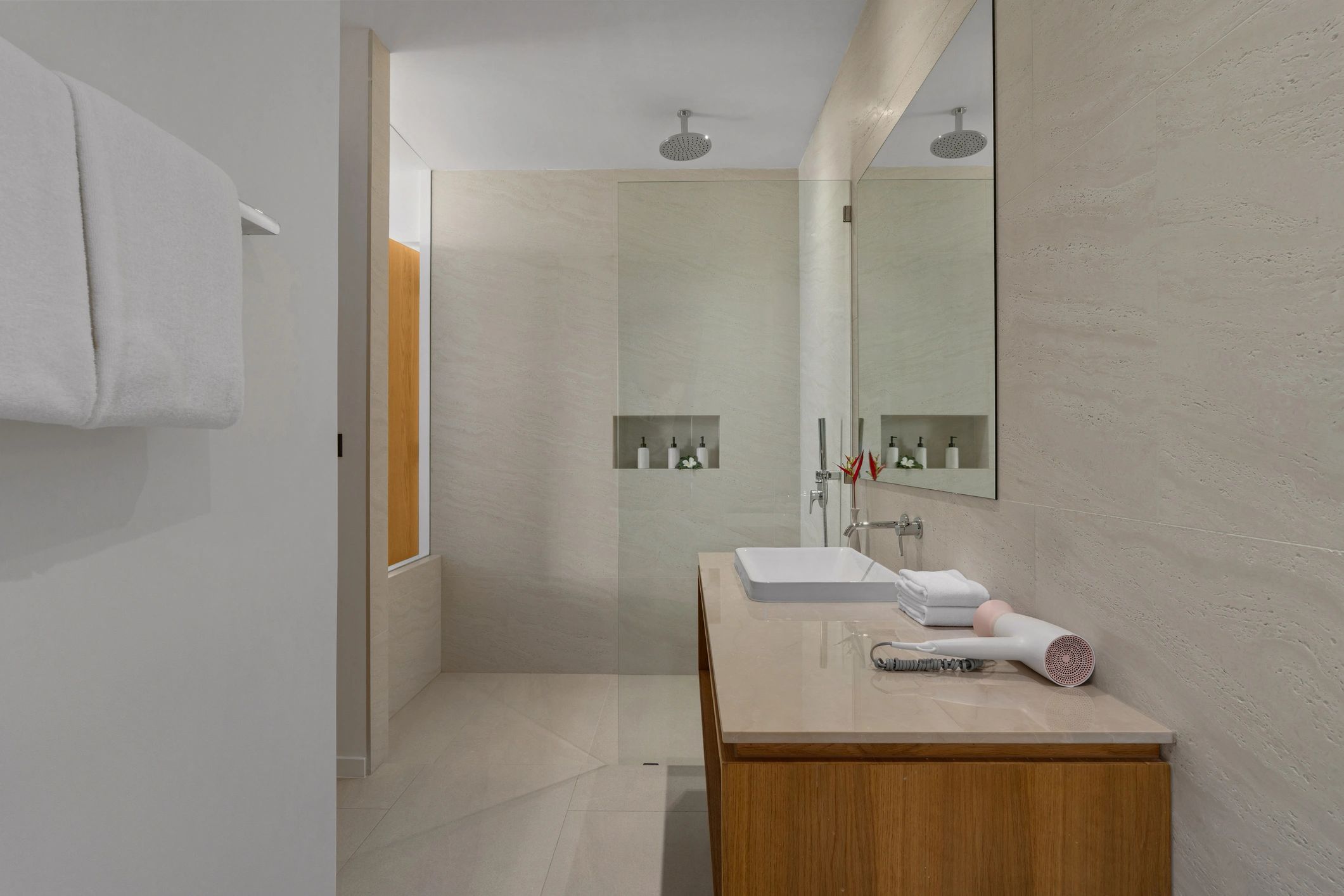 Contemporary bathroom with sleek seamless surfaces